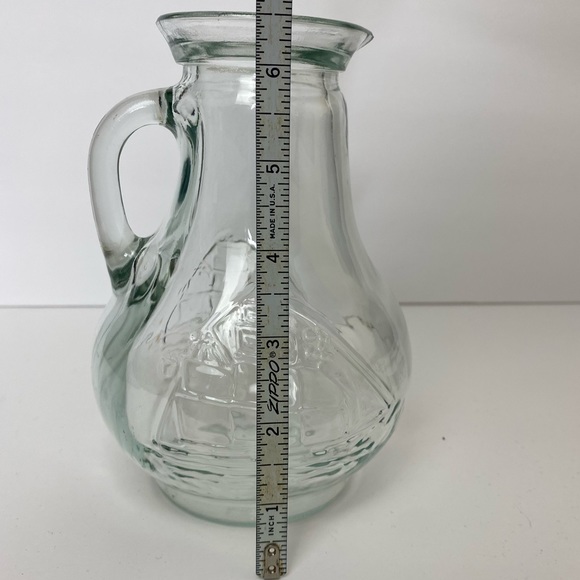 Vintage EUC Clear Pressed Glass Pitcher/Vase with Clipper Sailing Ship - Picture 12 of 12